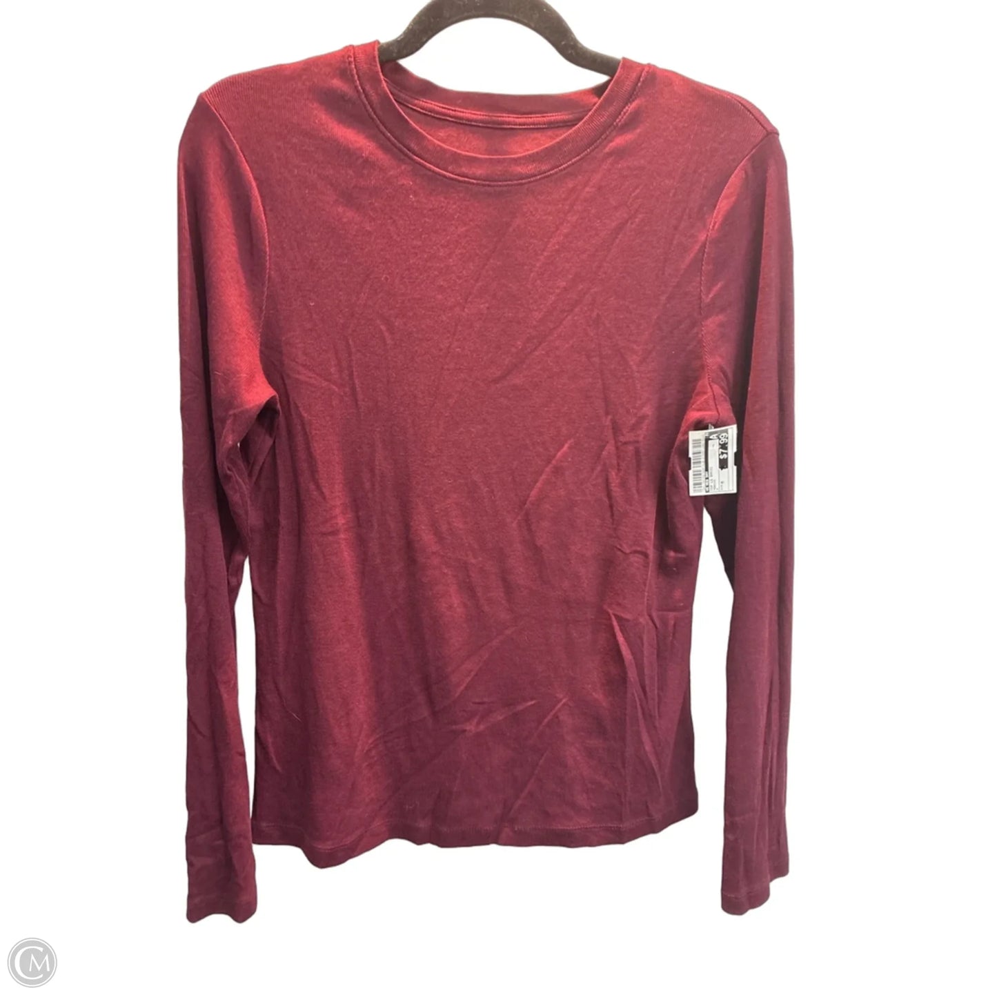 Top Long Sleeve Basic By A New Day In Maroon, Size: M