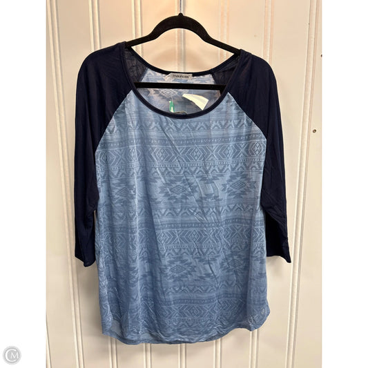 Top 3/4 Sleeve Basic By Maurices In Blue, Size: 1x