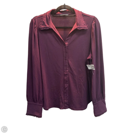 Blouse Long Sleeve By Adrianna Papell In Purple, Size: L