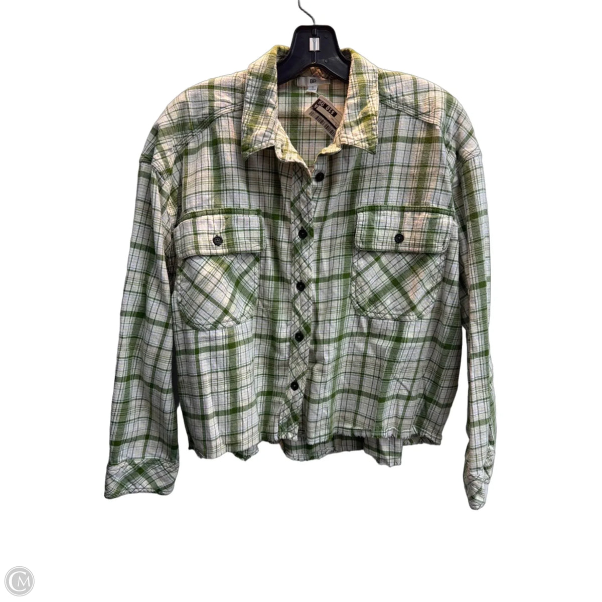 Top Long Sleeve By Bp In Plaid Pattern, Size: S