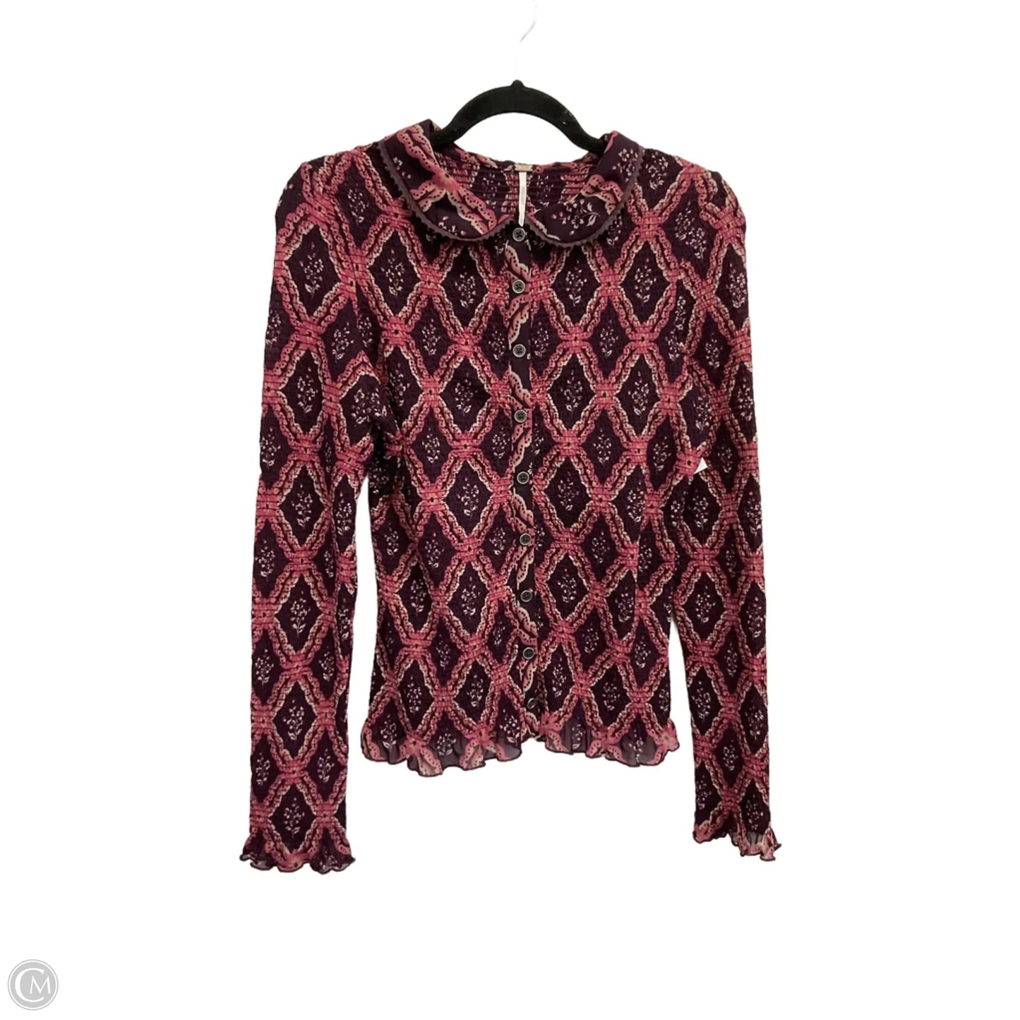 Blouse Long Sleeve By Free People In Purple, Size: M