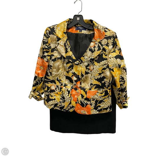 Skirt Suit 2pc By Jones Wear In Black & Yellow, Size: 12p