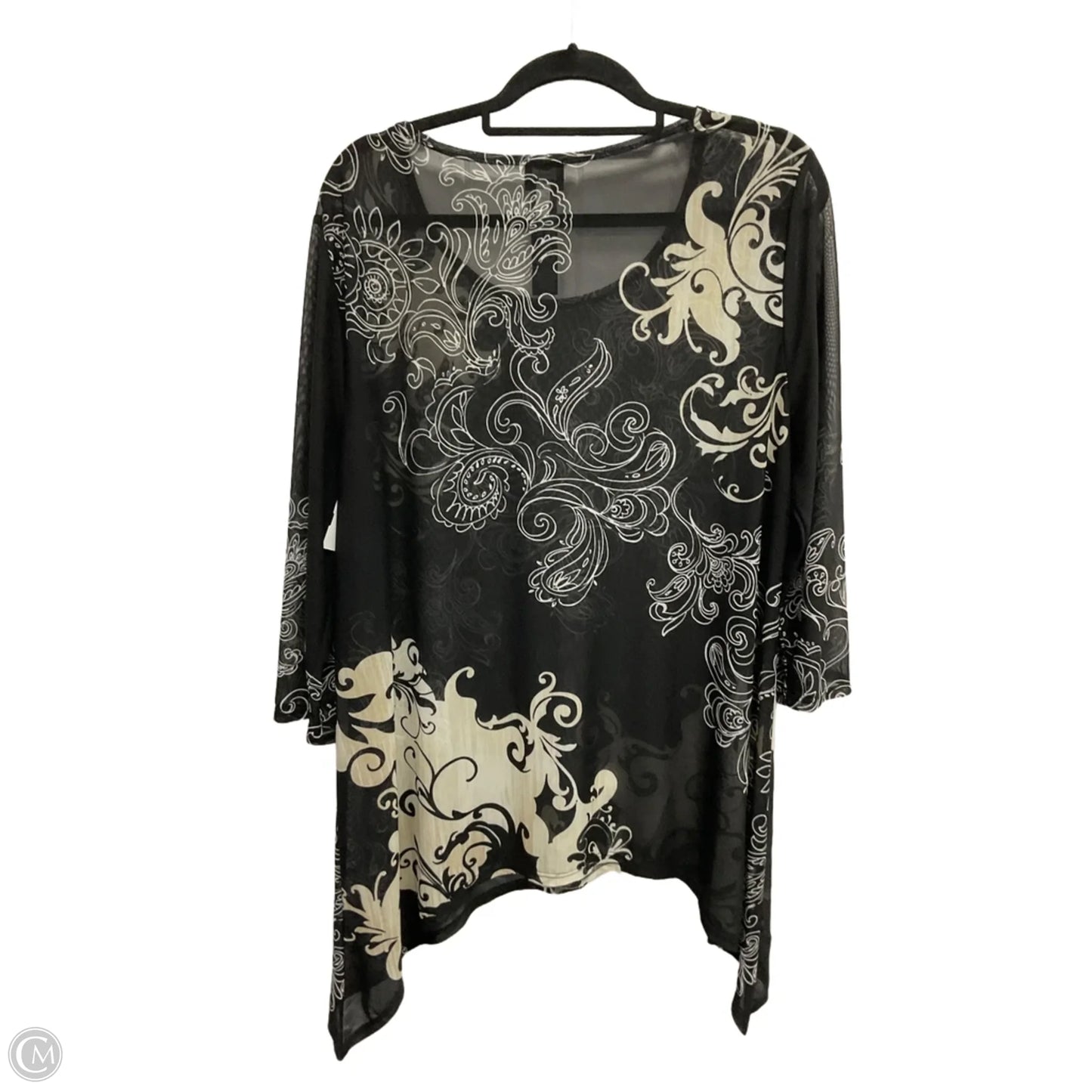 Top Long Sleeve By Chicos In Black & Cream, Size: Xl