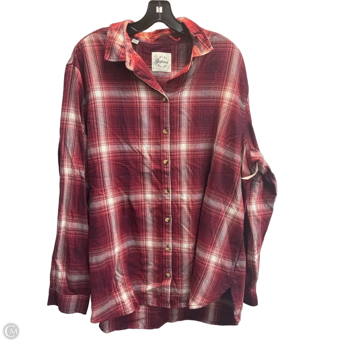 Top Long Sleeve By Jachs Girlfirend In Plaid Pattern, Size: Xxl