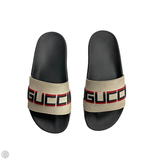 Sandals Luxury Designer By Gucci In Black & White, Size: 6