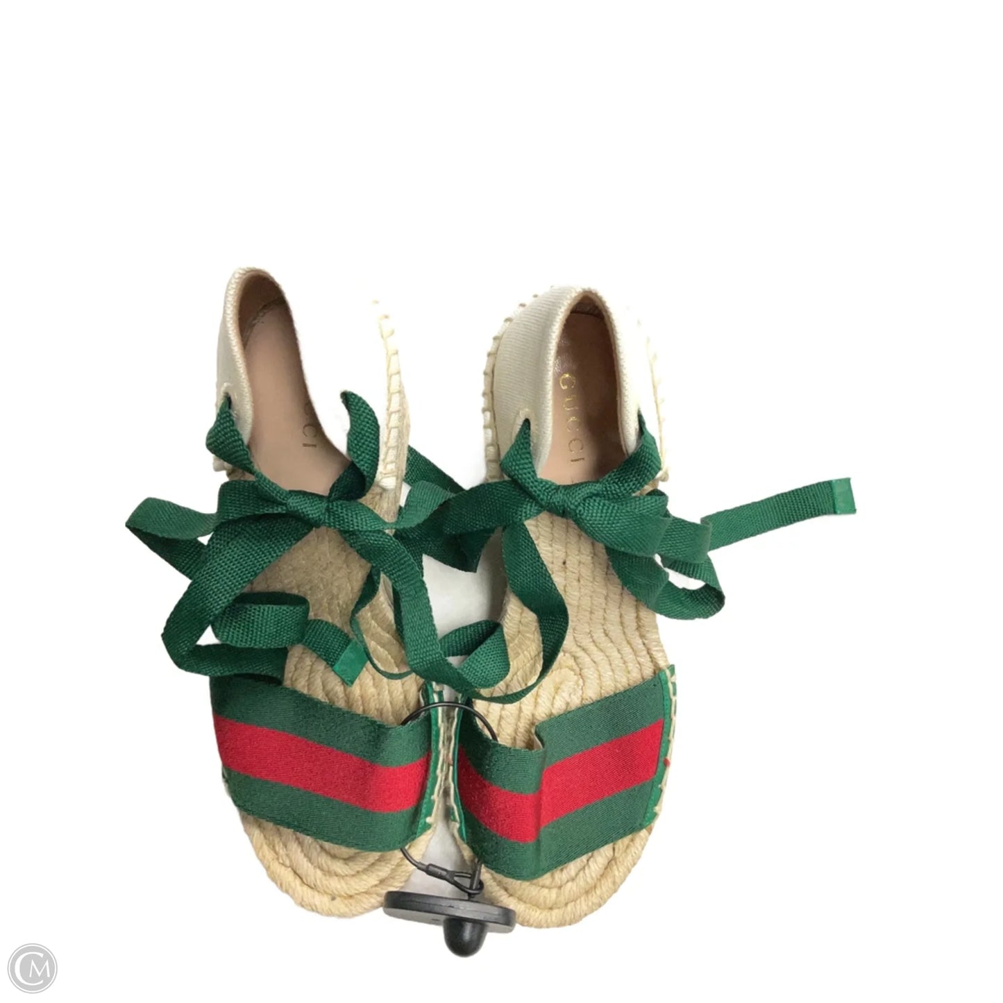 Sandals Luxury Designer By Gucci In Striped Pattern, Size: 6.5