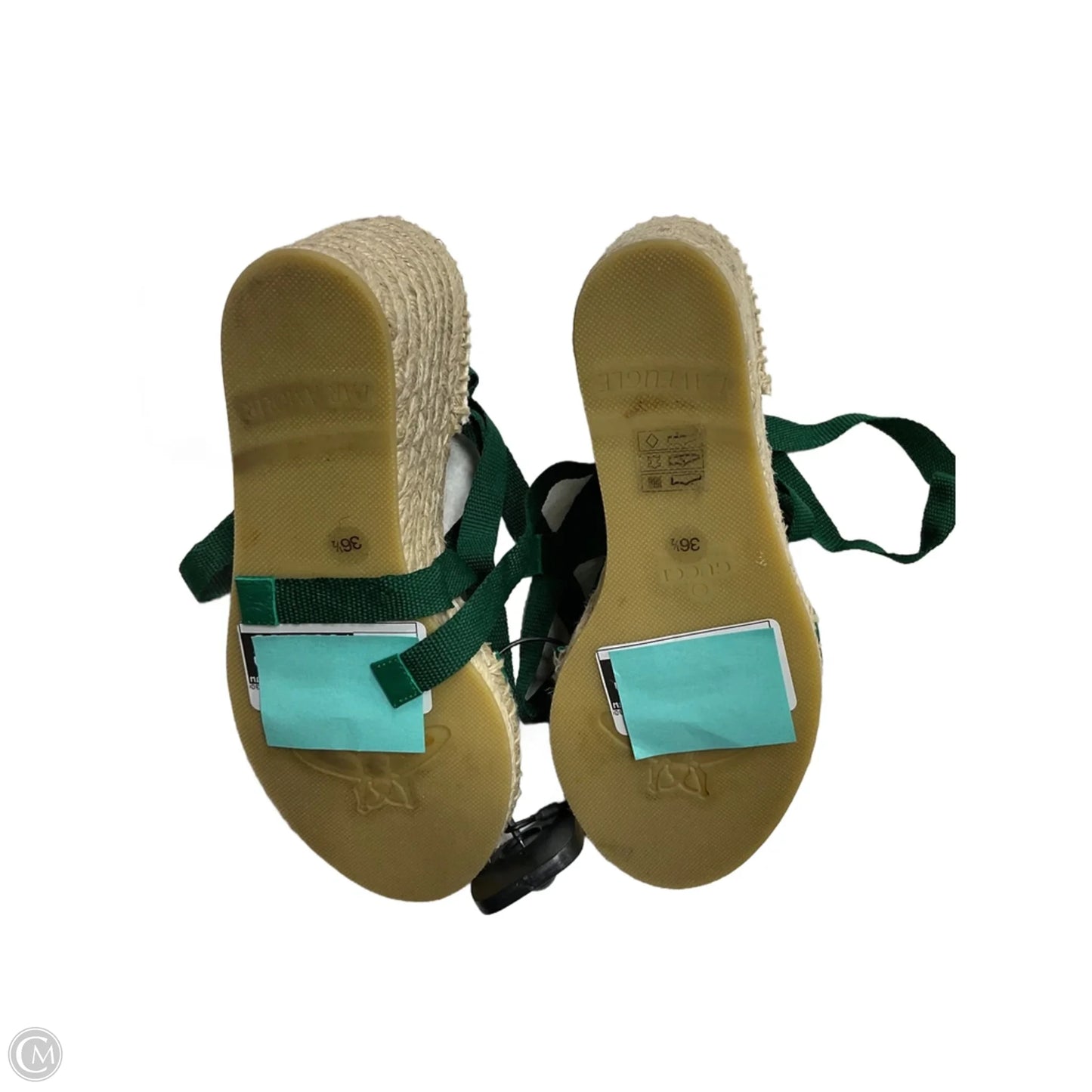 Sandals Luxury Designer By Gucci In Striped Pattern, Size: 6.5