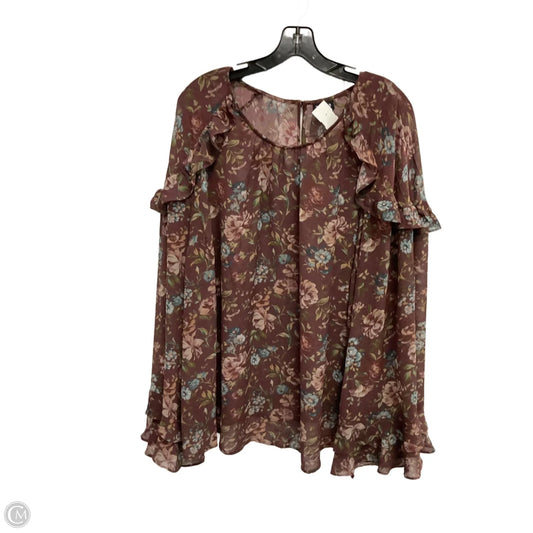 Blouse Long Sleeve By Torrid In Floral Print, Size: 2x