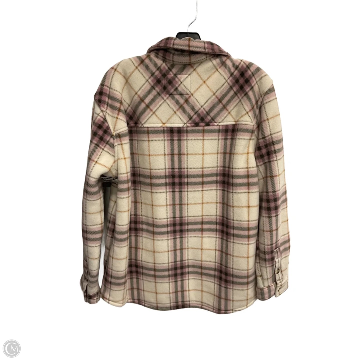 Jacket Fleece By Sage In Plaid Pattern, Size: L