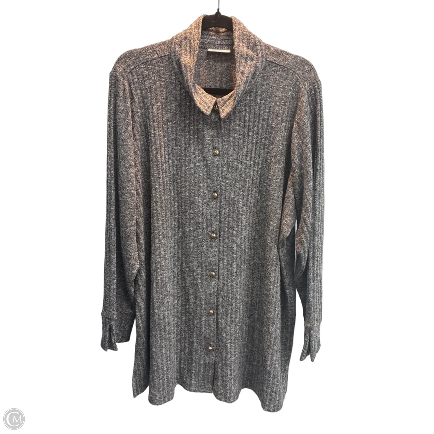 Top Long Sleeve By Susan Graver In Grey, Size: 3x