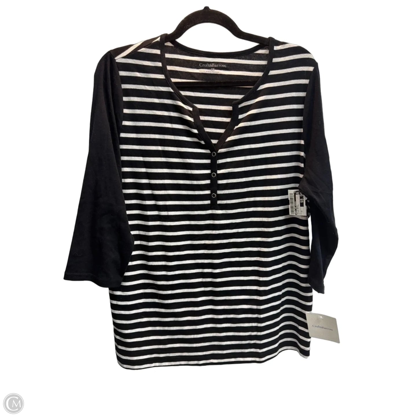 Top Long Sleeve Basic By Croft And Barrow In Striped Pattern, Size: 1x