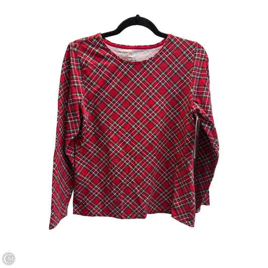 Top Long Sleeve Basic By Talbots In Plaid Pattern, Size: Lp