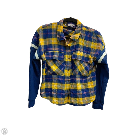 Top Long Sleeve By So In Plaid Pattern, Size: Xs