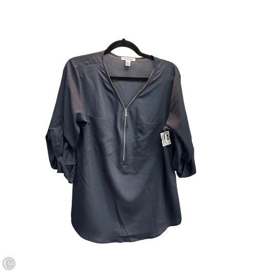Blouse Long Sleeve By Calvin Klein In Grey, Size: L