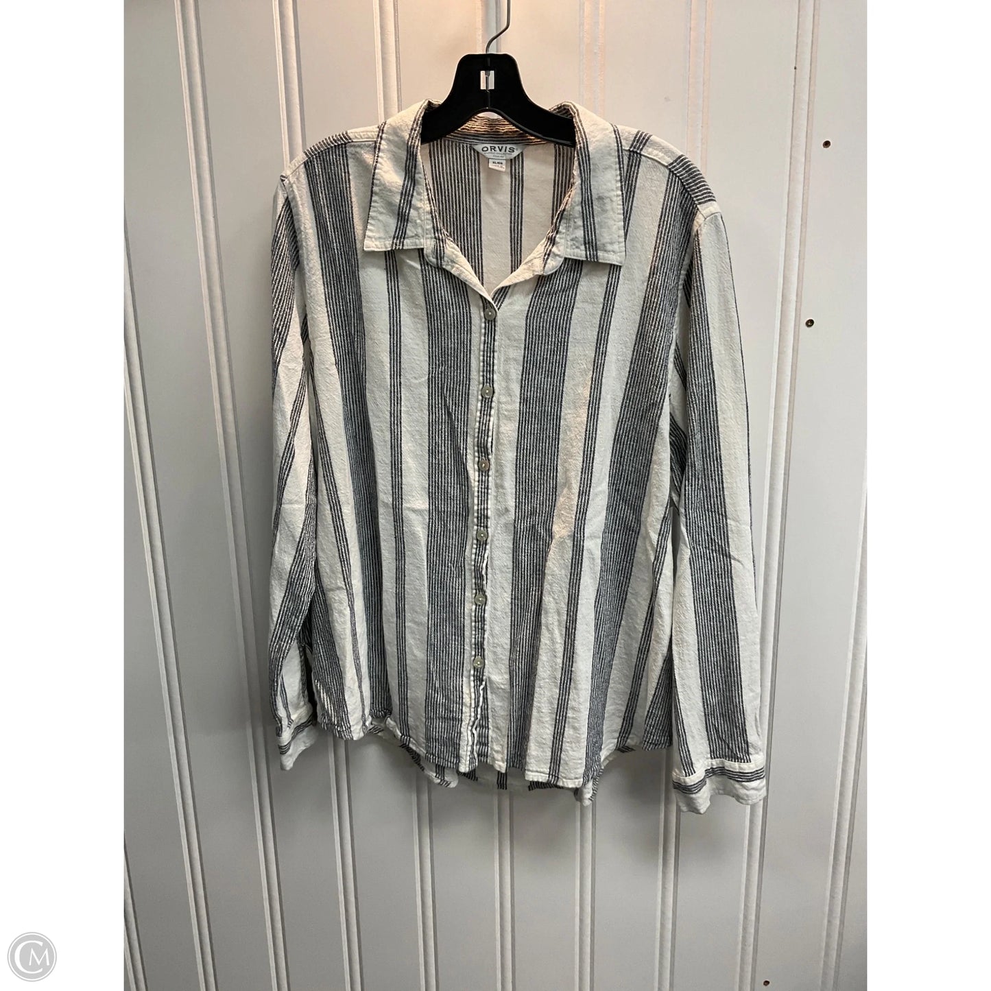 Top Long Sleeve By Orvis In Striped Pattern, Size: Xl