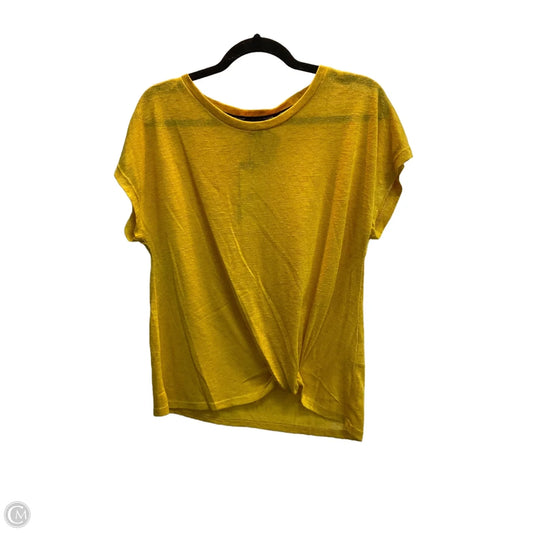 Top Short Sleeve By Dkny In Yellow, Size: S