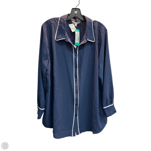 Blouse Long Sleeve By 41 Hawthorn In Blue, Size: 1x