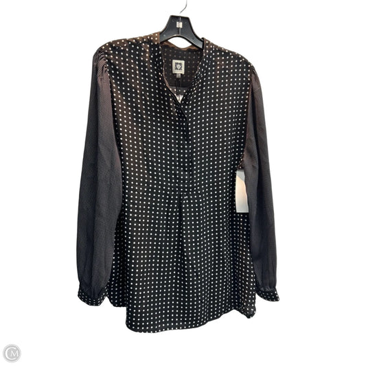 Blouse Long Sleeve By Anne Klein In Polkadot Pattern, Size: Xlp