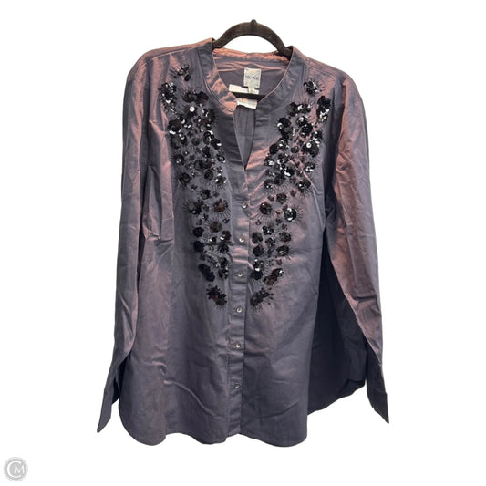 Top Long Sleeve By Nic + Zoe In Black, Size: 2x