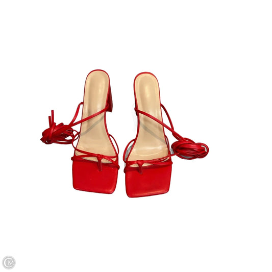 Sandals Heels Block By Clothes Mentor In Red, Size: 10