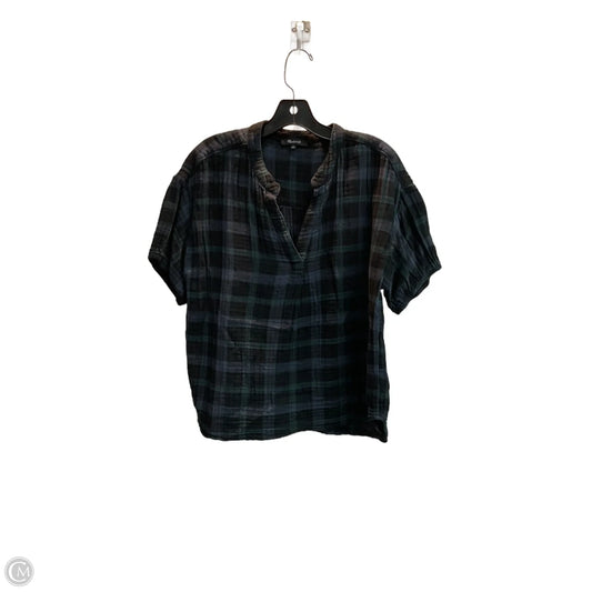 Top Short Sleeve By Madewell In Plaid Pattern, Size: L