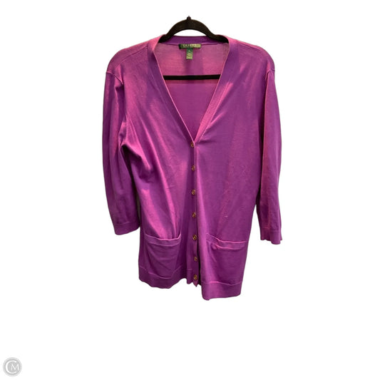 Cardigan By Lauren By Ralph Lauren In Purple, Size: Xl