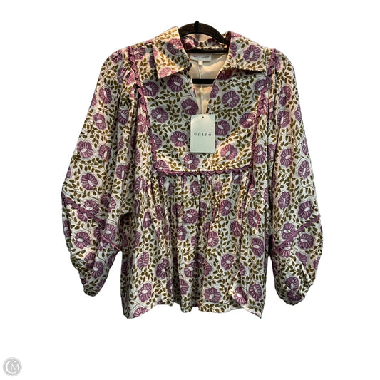 Blouse Long Sleeve By Entro In Floral Print, Size: M
