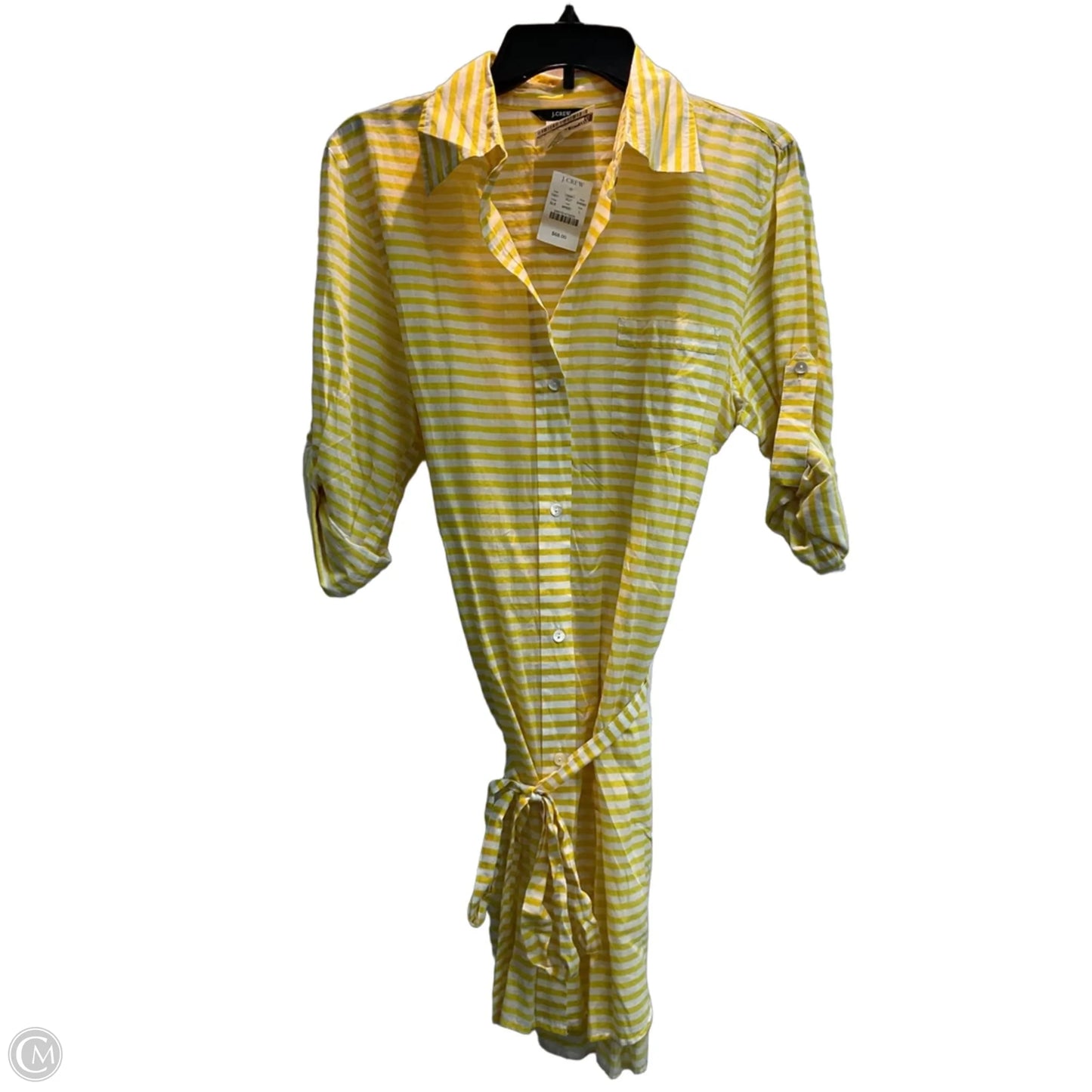 Dress Casual Midi By J. Crew In White & Yellow, Size: L