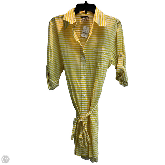 Dress Casual Midi By J. Crew In White & Yellow, Size: L