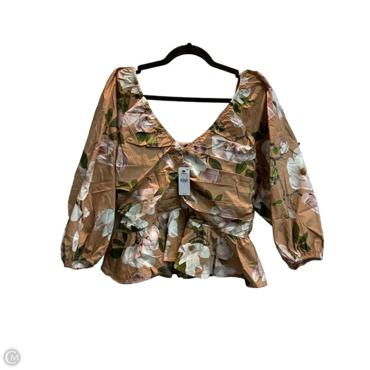 Blouse Long Sleeve By Express In Floral Print, Size: L