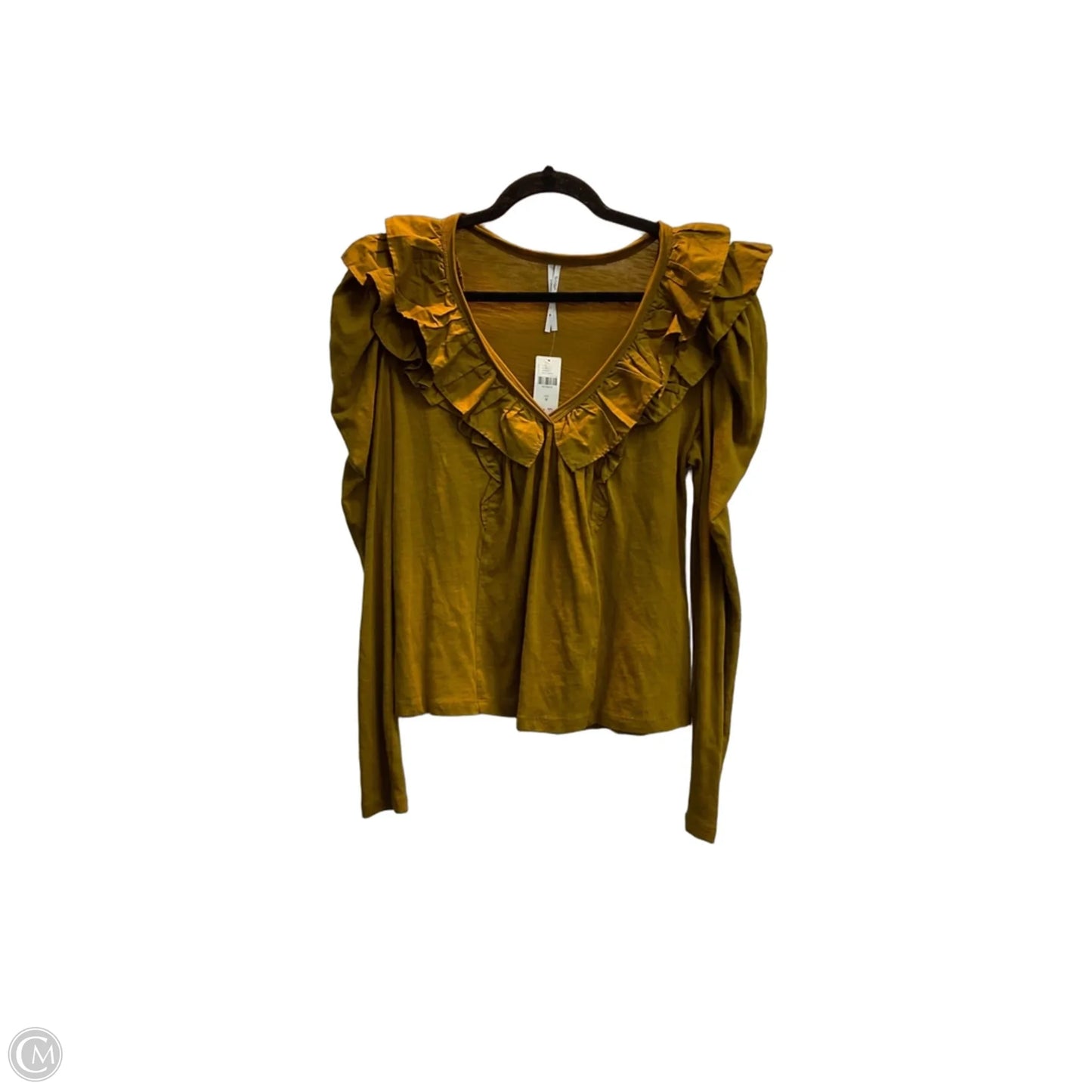 Top Long Sleeve By Anthropologie In Brown, Size: M