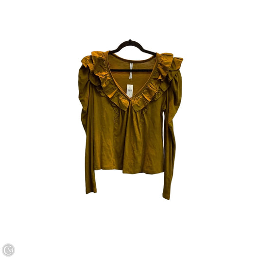 Top Long Sleeve By Anthropologie In Brown, Size: M