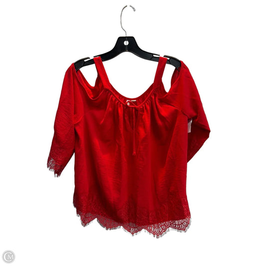 Top Long Sleeve By Cato In Red, Size: L
