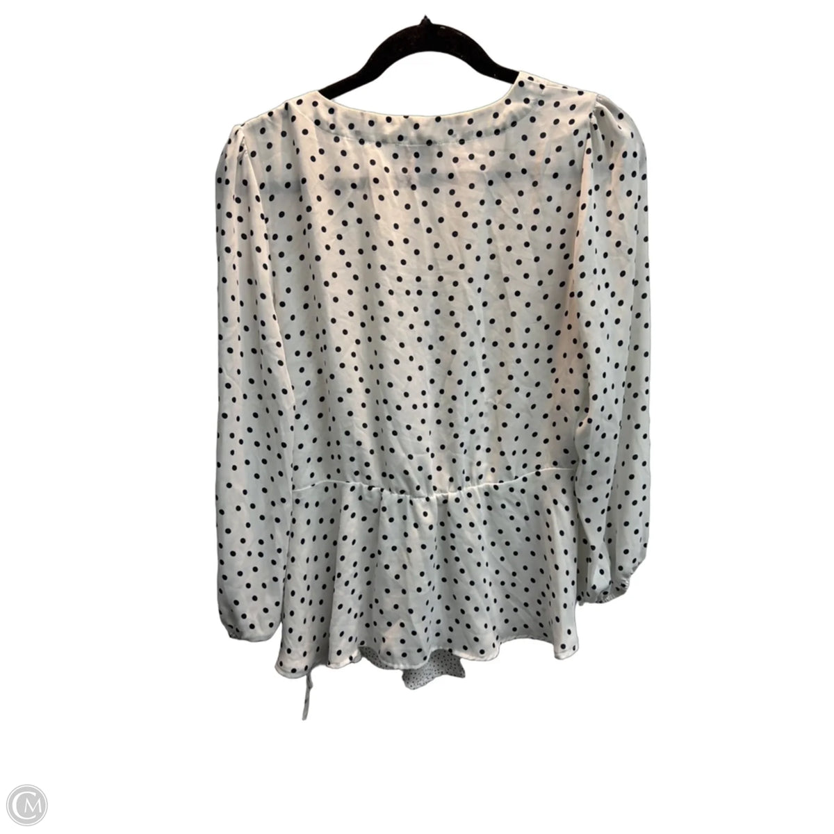 Blouse Long Sleeve By Loft In Polkadot Pattern, Size: Mp