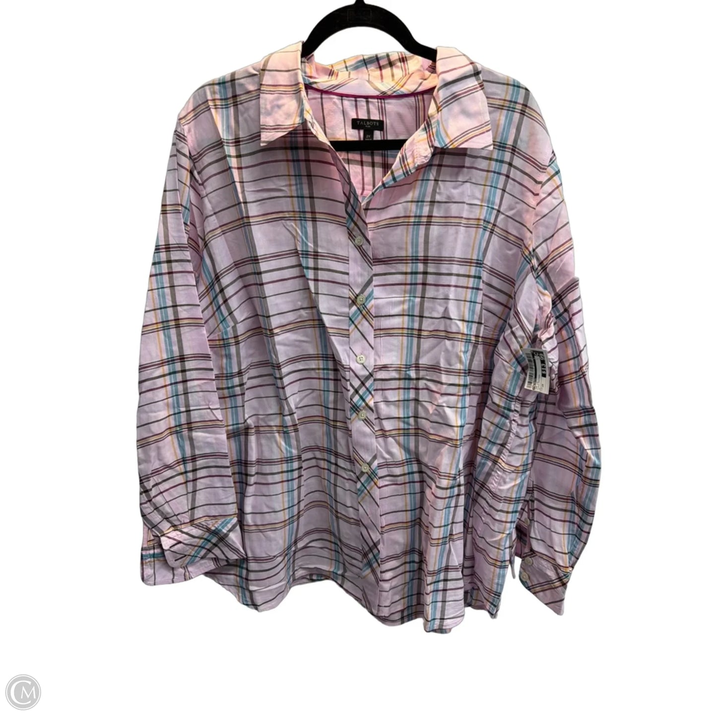 Top Long Sleeve By Talbots In Plaid Pattern, Size: 2x