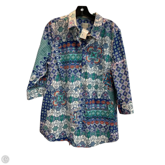 Blouse Long Sleeve By Chicos In Multi-colored, Size: L