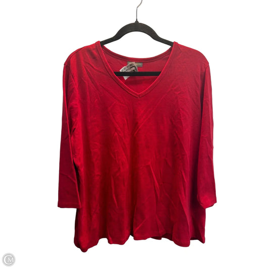 Top 3/4 Sleeve Basic By Style And Company In Red, Size: 2x