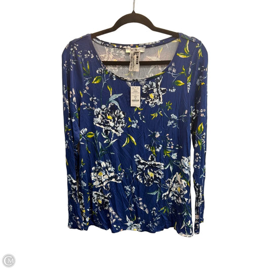 Top Long Sleeve Basic By White House Black Market In Floral Print, Size: M
