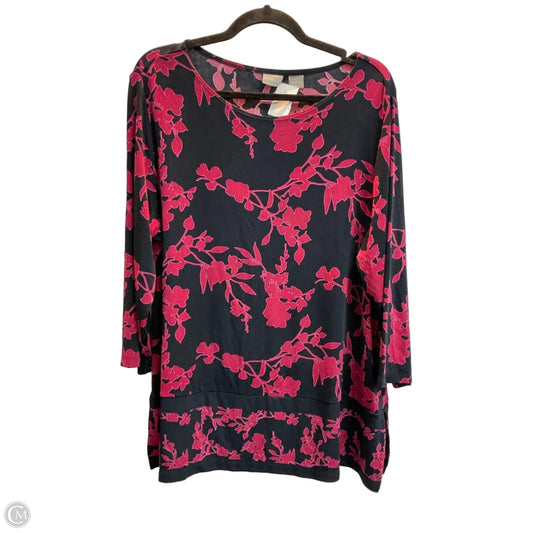 Top Long Sleeve By Chicos In Floral Print, Size: Xl