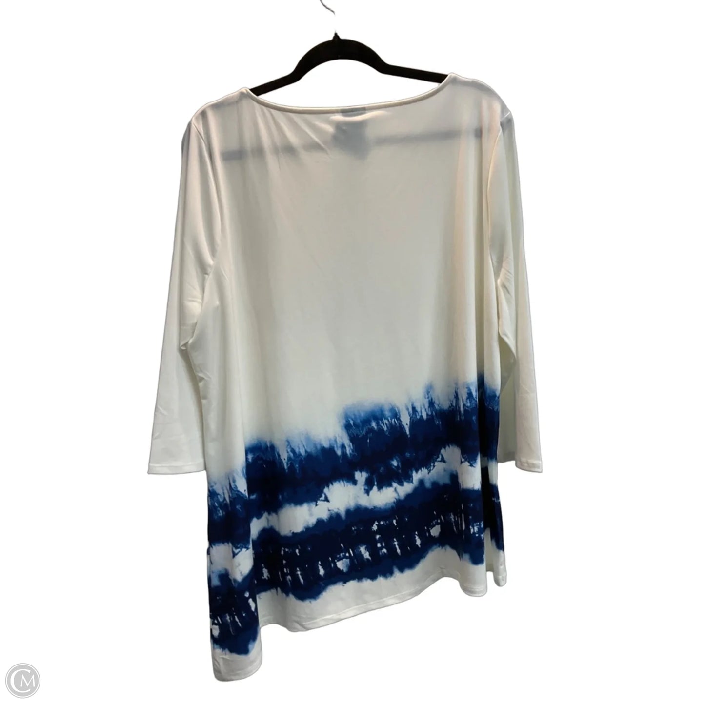 Top Long Sleeve By Chicos In Blue & White, Size: Xl