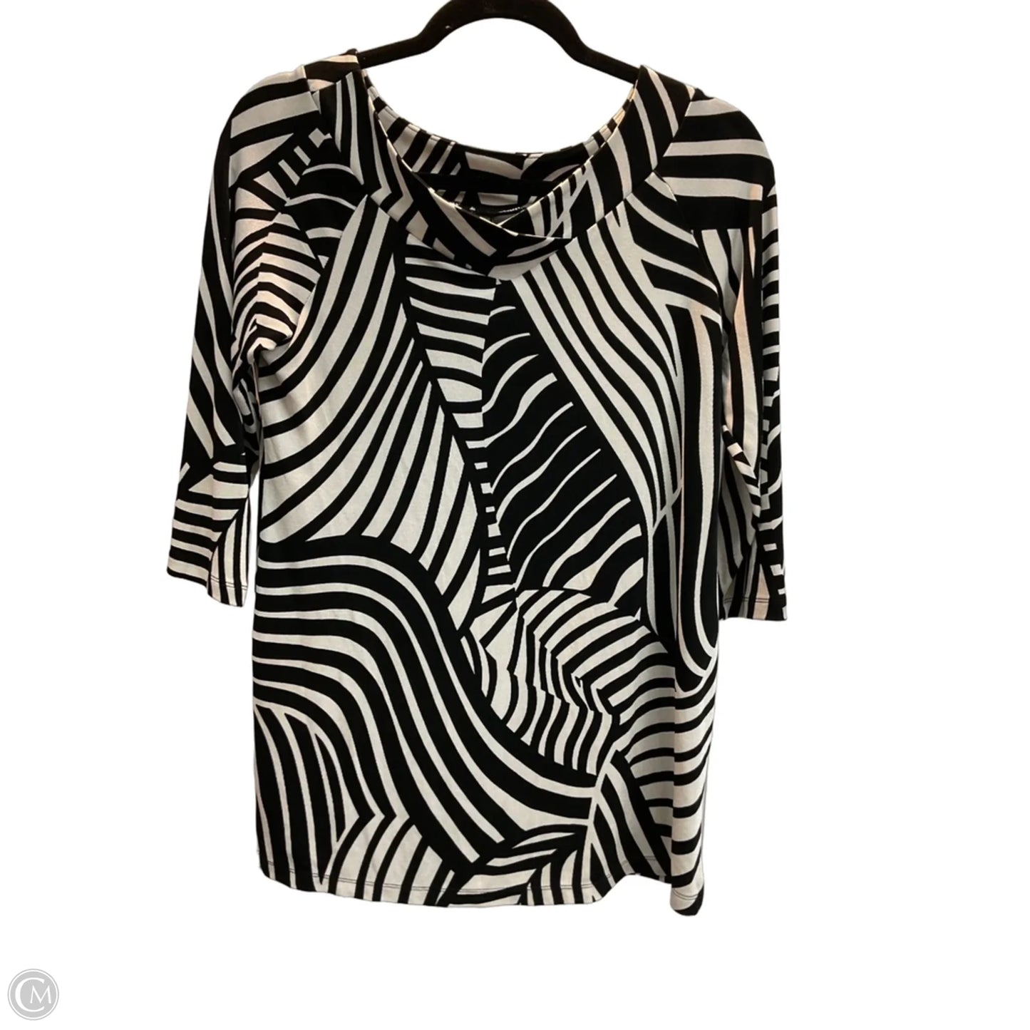 Top Long Sleeve By Chicos In Black & Cream, Size: S