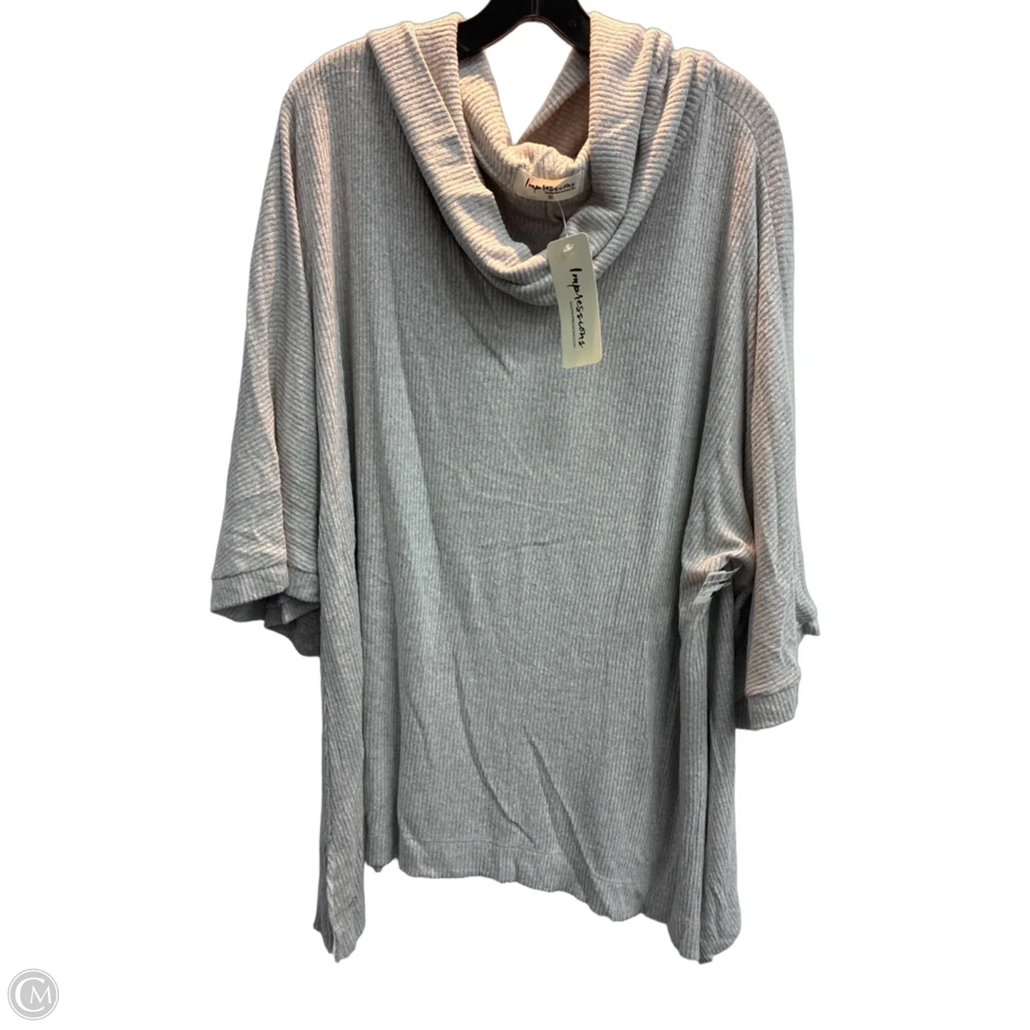 Sweater Short Sleeve By Impressions In Grey, Size: 2x