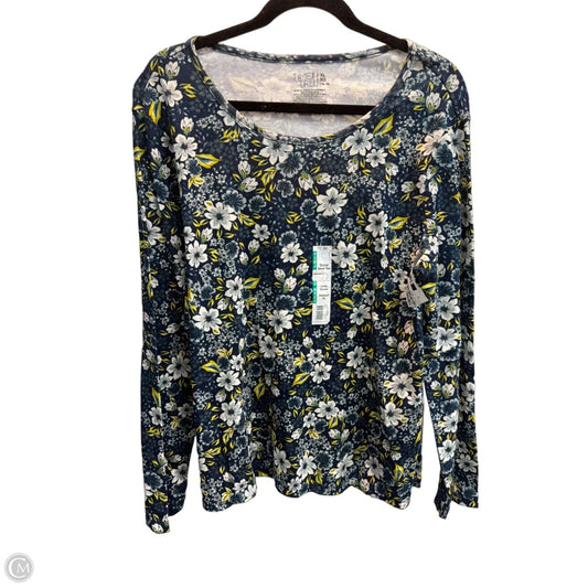 Top Long Sleeve Basic By Time And Tru In Floral Print, Size: Xl