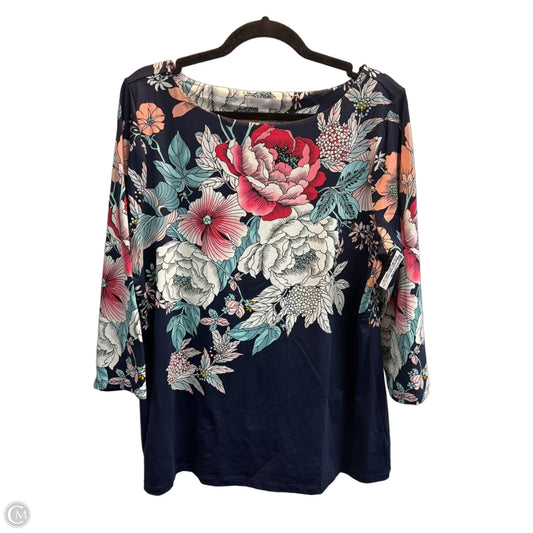 Top Long Sleeve By Charter Club In Floral Print, Size: Xl