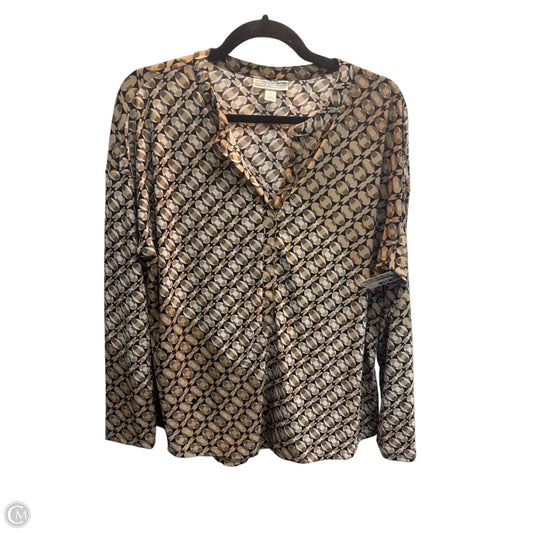 Top Long Sleeve By Dana Buchman In Brown, Size: L