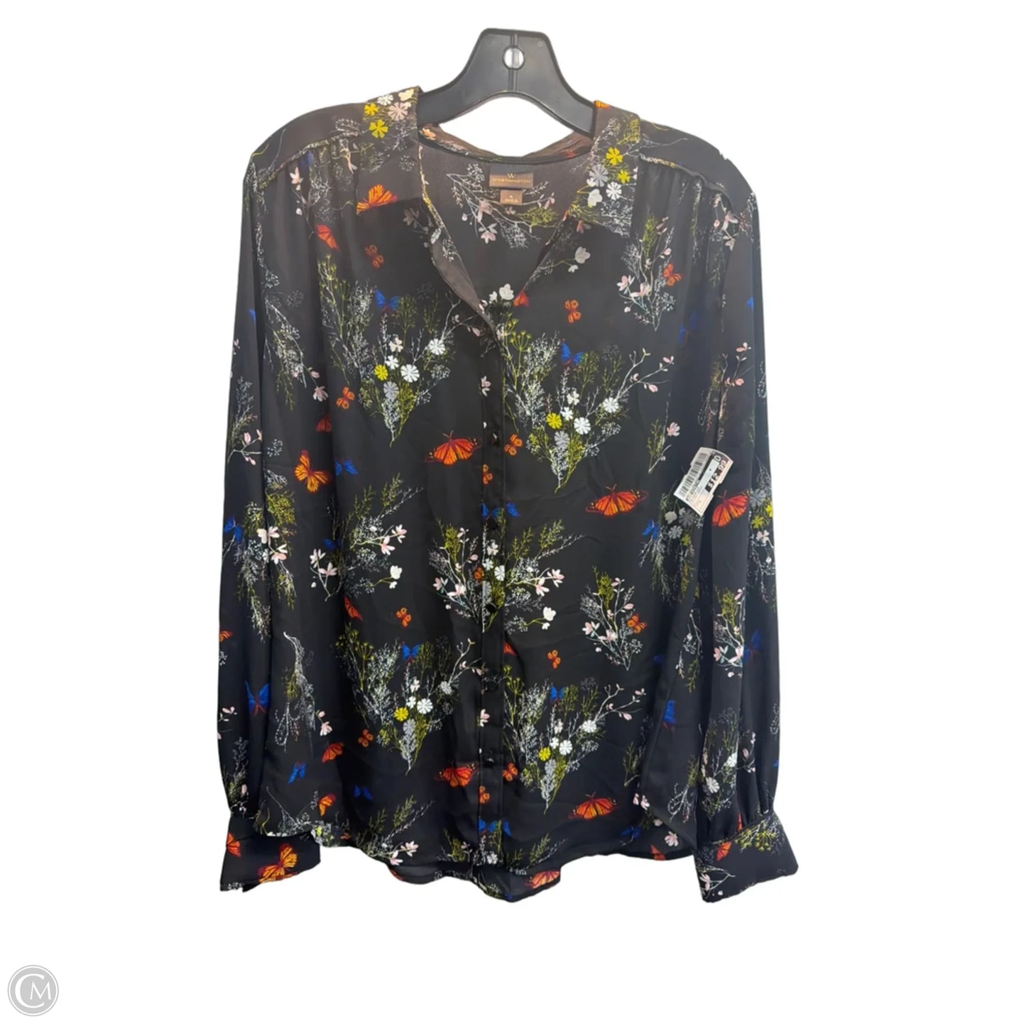 Blouse Long Sleeve By Worthington In Floral Print, Size: L