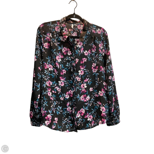 Blouse Long Sleeve By Elle In Floral Print, Size: L