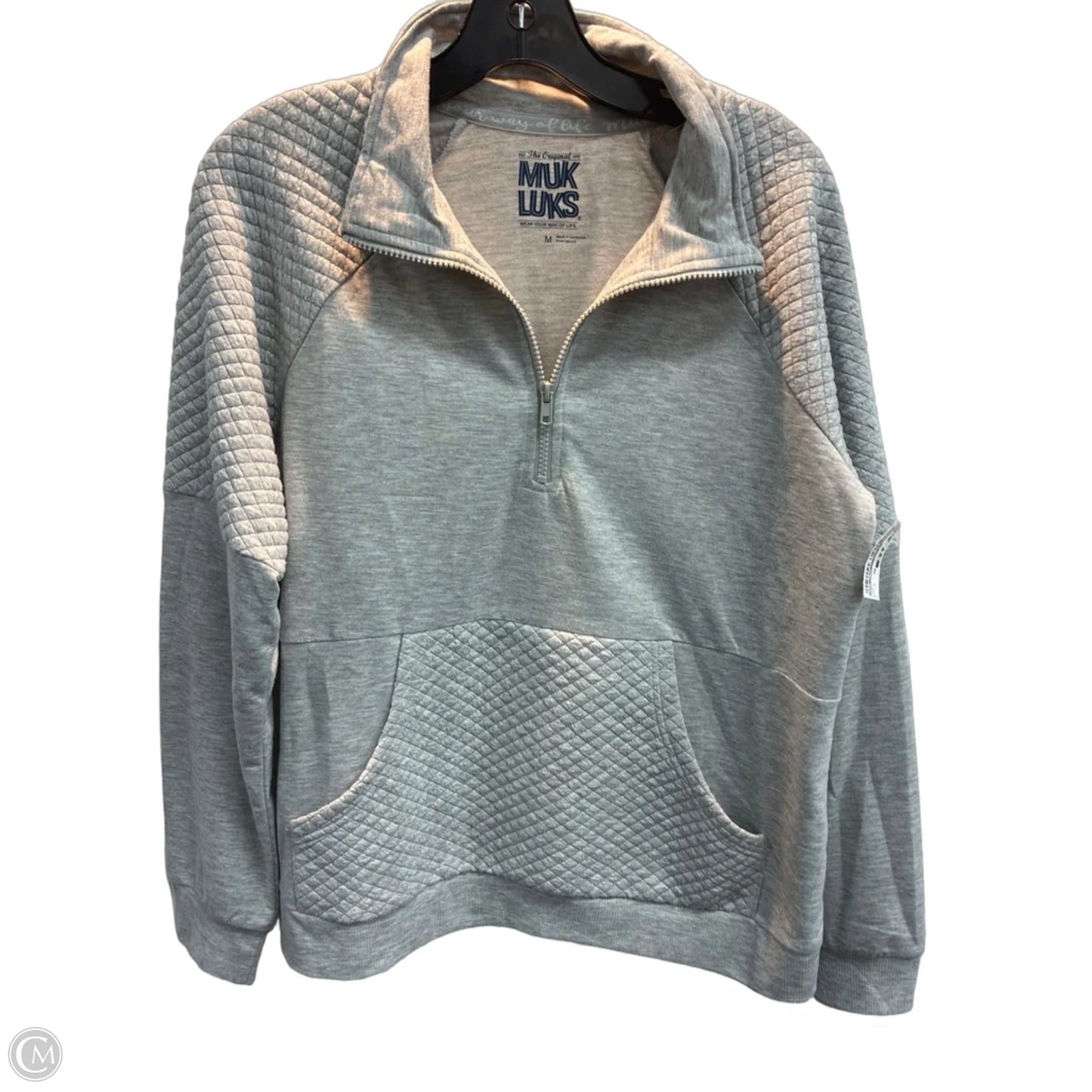Sweatshirt Collar By Muk Luks In Grey, Size: M