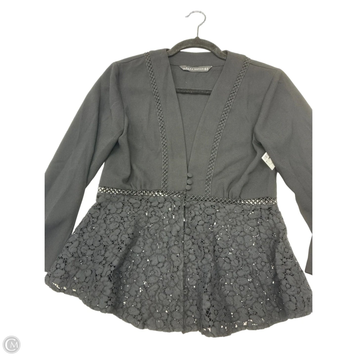 Blouse Long Sleeve By Zara In Black, Size: Xs