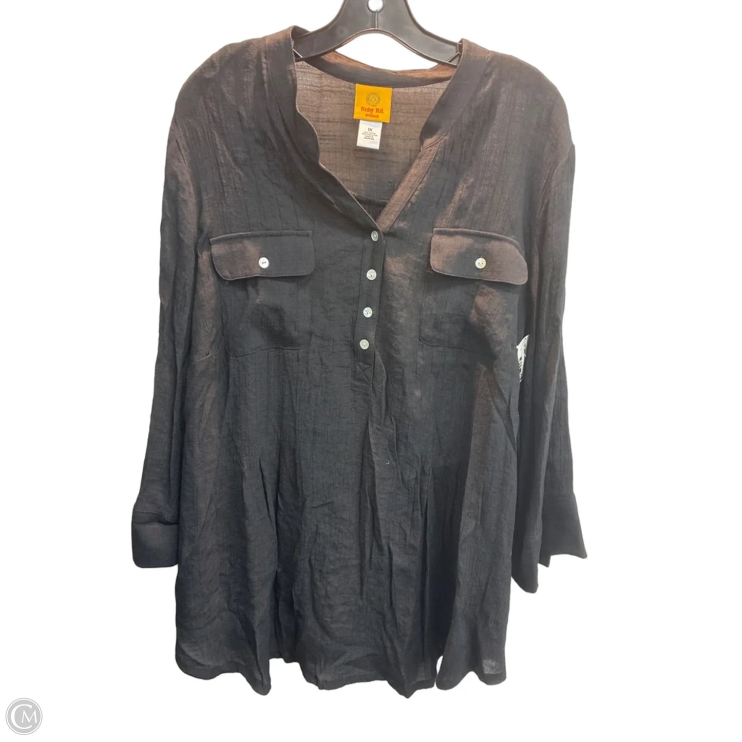 Tunic Long Sleeve By Ruby Rd In Black, Size: 1x
